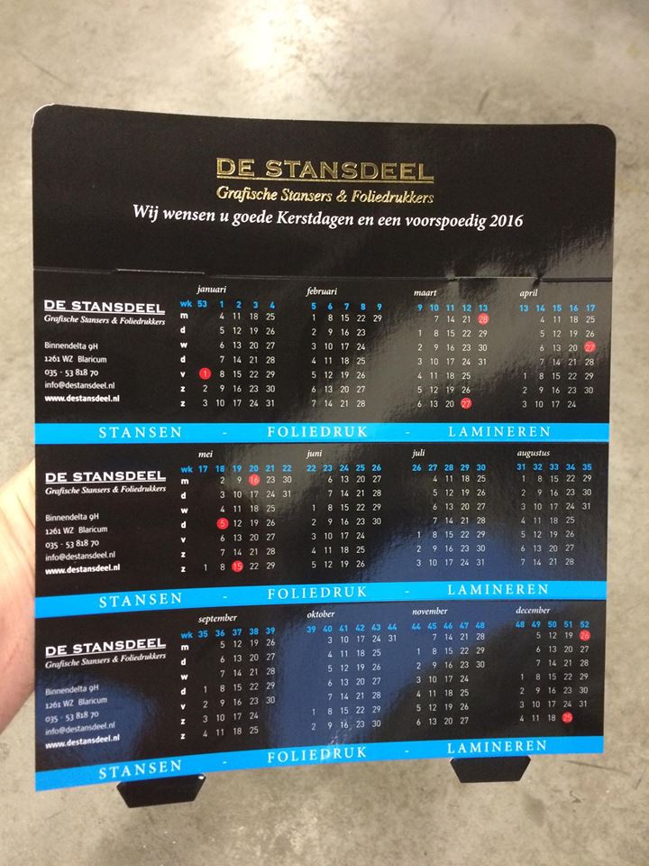 kalender snijden foliedruk rillen